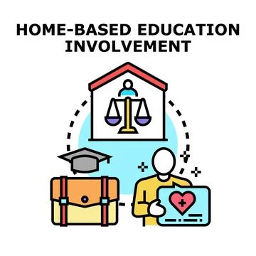 Home based education involvement supporting learning development Stock Illustration