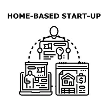 Home based start up business concept developing Stock Illustration