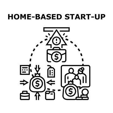 Home based start up business process planning Stock Illustration
