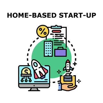 Home based start up developing new business ideas Stock-Illustration