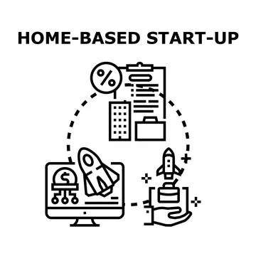 Home based start up developing new business ideas Stock Illustration