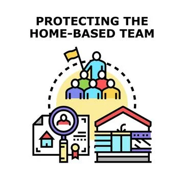 Home based team protection concept with real estate security Stock Illustration