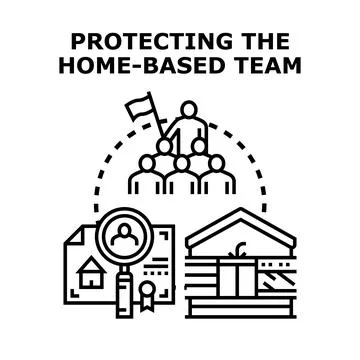Home based team protection concept with real estate security Stock Illustration