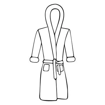 Home bathrobe hand drawn vector for postcards, greeting cards Stock Illustration