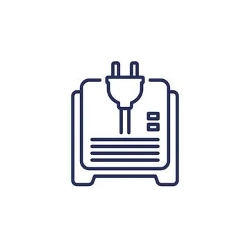 Home battery, backup system line icon on white Ilustración de archivo