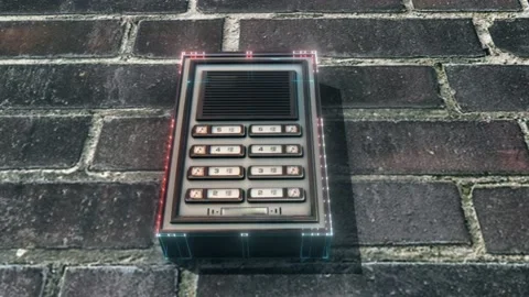 Home Bell Intercom with digital scanning lines Stock Footage 145185591