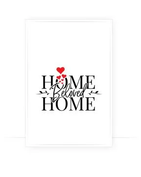 Home beloved home, vector. Wording design, lettering isolated Stock Illustration
