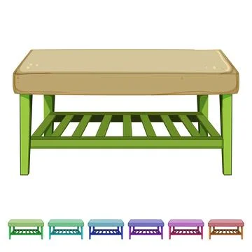 Home bench bedroom cartoon vector graphic Stock Illustration