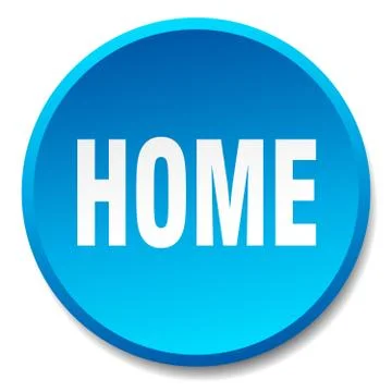 Home blue round flat isolated push button Stock Illustration