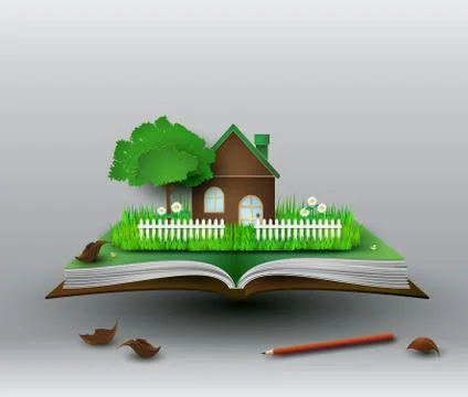 Home on the book. Stock Illustration