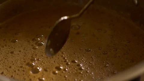 Home Brew Beer making. Boiling of a dark beer liquid in slow motion 180 to 24fps Stock Footage 74768651