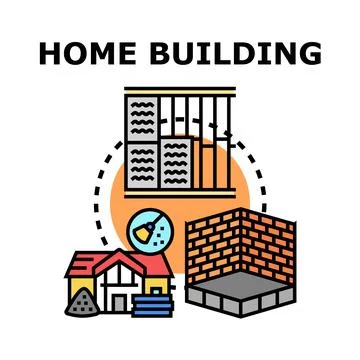 Home building construction process industry concept Stock Illustration