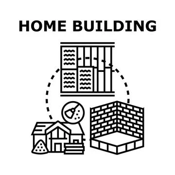 Home building construction process industry concept Stock Illustration