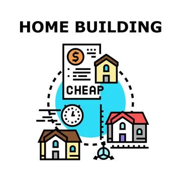 Home building construction process planning and development Stock Illustration