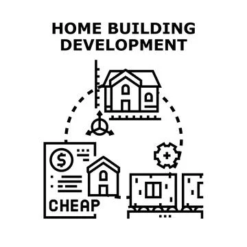 Home building development process and future housing plan Stock Illustration