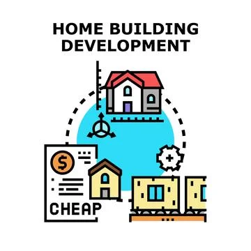 Home building development process and future housing plan Stock Illustration