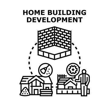 Home building development process and real estate concept Stock Illustration
