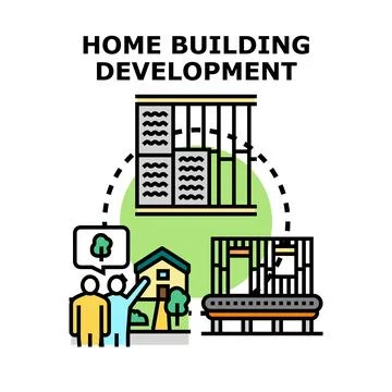 Home building development process planning and construction Stock Illustration