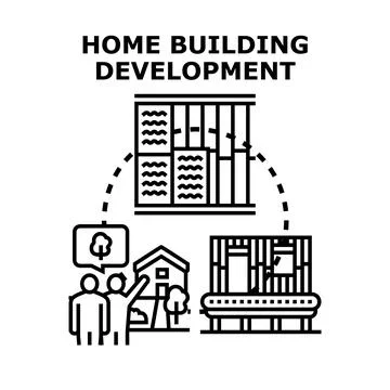 Home building development process planning and construction Stock Illustration