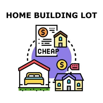 Home building lot vector concept icon illustration Stock Illustration