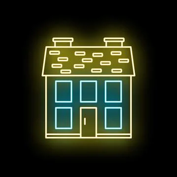Home building neon light icon glowing design Ilustración de archivo