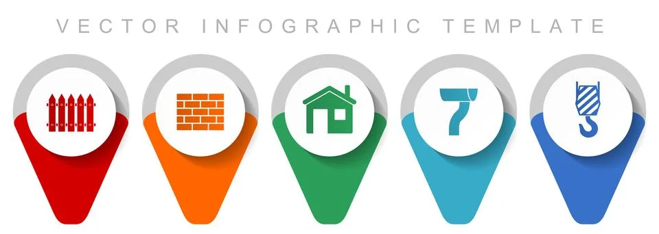 Home building pointer collection, miscellaneous icons such as fence, brick wa Stock Illustration