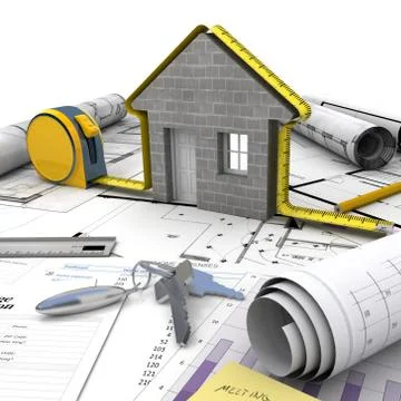 Home building process Illustrazione stock