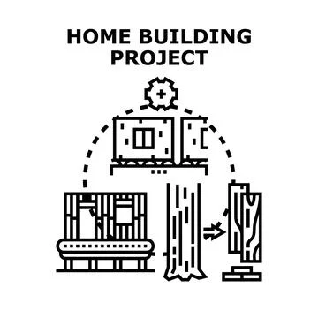 Home building project conceptualizing modular construction process Stock Illustration