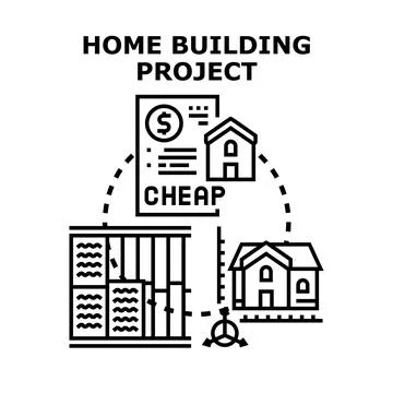 Home building project planning construction concept Stock Illustration