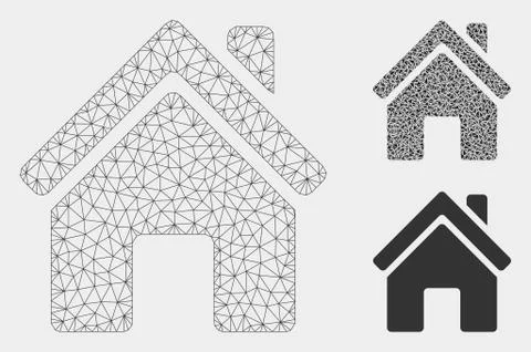 Home Building Vector Mesh Network Model and Triangle Mosaic Icon Ilustración de archivo