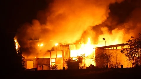 Home Burning In Flames Stock Footage 91256584