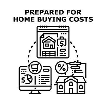 Home buying costs preparing future payments planning mortgage loan Stock Illustration