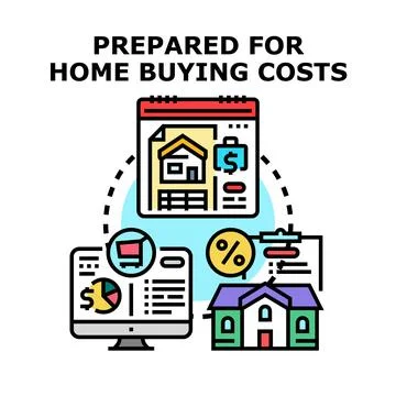 Home buying costs preparing future payments planning mortgage loan Stock Illustration