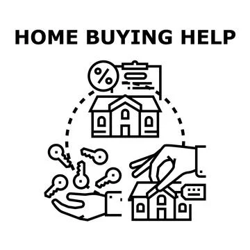 Home buying help process with real estate deal Stock Illustration