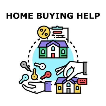 Home buying help process with real estate deal Stock Illustration
