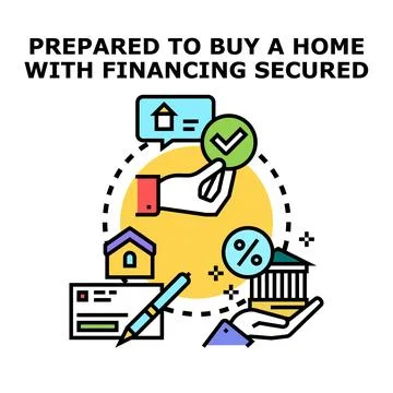 Home buying process with secured financing concept Illustrazione stock