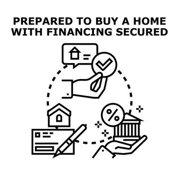 Home buying process with secured financing concept Illustrazione stock