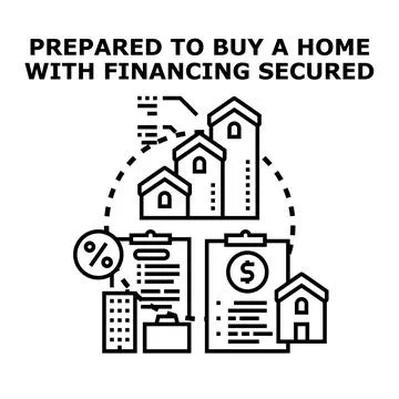 Home buying process with secured property financing plan Stock-Illustration