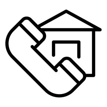 Home call icon outline vector. Online work Stock Illustration