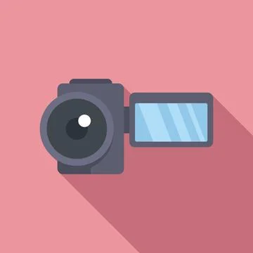 Home camcorder icon flat . Camera movie Stock Illustration