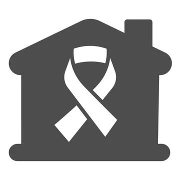Home with cancer tape solid icon, World cancer day concept, Family Health care Stock Illustration