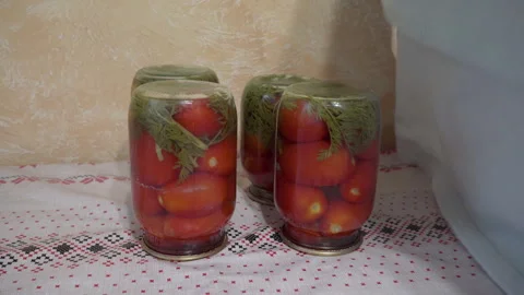 Home canned tomatoes Stock Footage 247876545