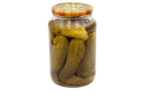 Home canning. A jar of pickles. isolate. Stock Photos