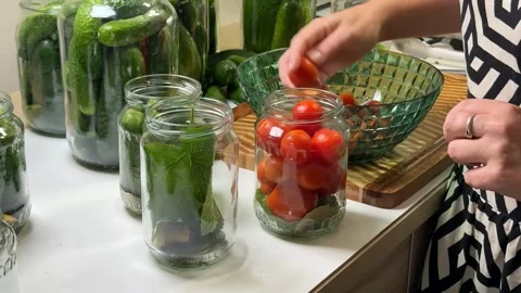 Home Canning Vegetables Stock Footage 313364049