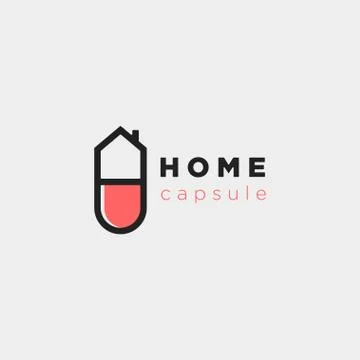 Home Capsule Logo Template Vector Design illustration Stock Illustration