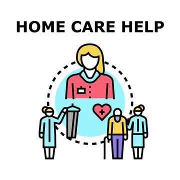 Home care help providing support service to seniors Stock Illustration