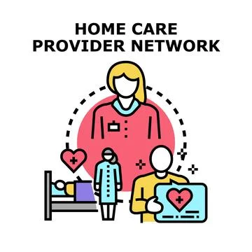 Home care provider network offering medical assistance and support Stock Illustration
