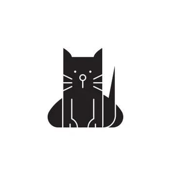 Home cat black vector concept icon. Home cat flat illustration, sign Illustrazione stock