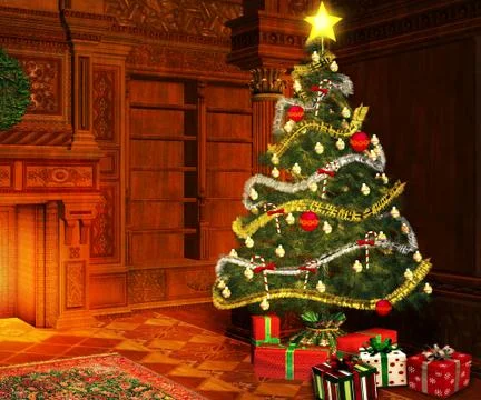 Home christmas backdrop Illustrazione stock