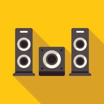 Home cinema sound system casting long shadow on yellow background Stock Illustration